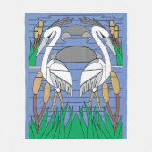 Watervogels Waterverf Pond Pond Scène Zwan Pond Fleece Deken (Voorkant)