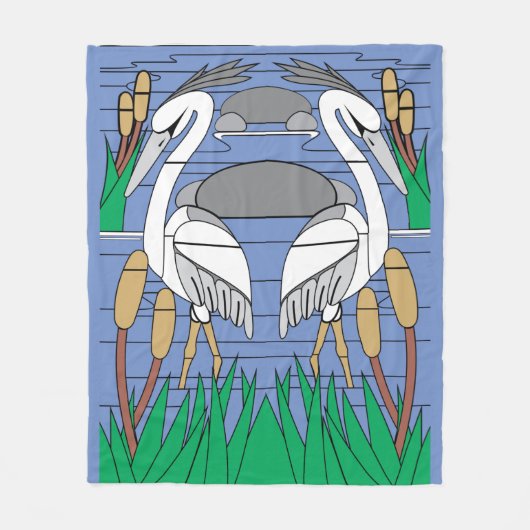 Watervogels Waterverf Pond Pond Scène Zwan Pond Fleece Deken (Voorkant)