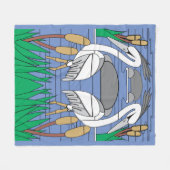 Watervogels Waterverf Pond Pond Scène Zwan Pond Fleece Deken (Voorkant (Horizontaal))