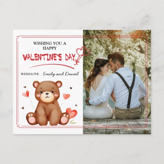Watervorkbeer fotosjabloon Valentijnsdag Briefkaart (Voorkant)
