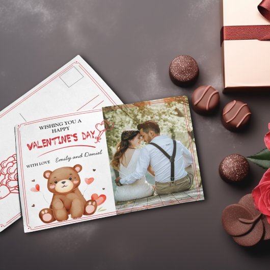 Watervorkbeer fotosjabloon Valentijnsdag Briefkaart
