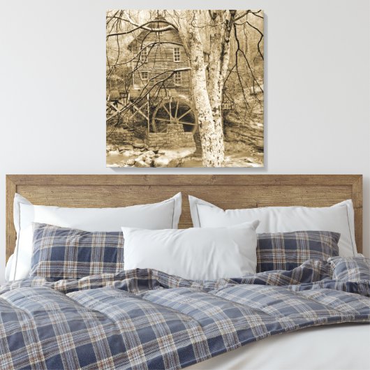  waterwiel canvas afdruk (Insitu (Slaapkamer))