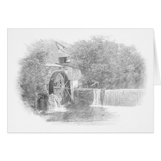 Waterwiel en waterval op het meer (Voorkant Horizontaal)