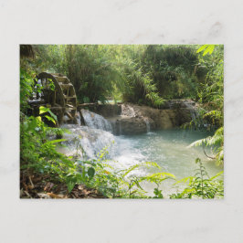 Waterwiel in de bosrivier, Khoung Si-Herfsten, Lao Briefkaart