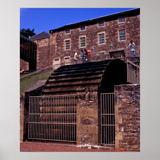 Waterwiel New Lanark Scotland Briefkaart Poster (Voorkant)