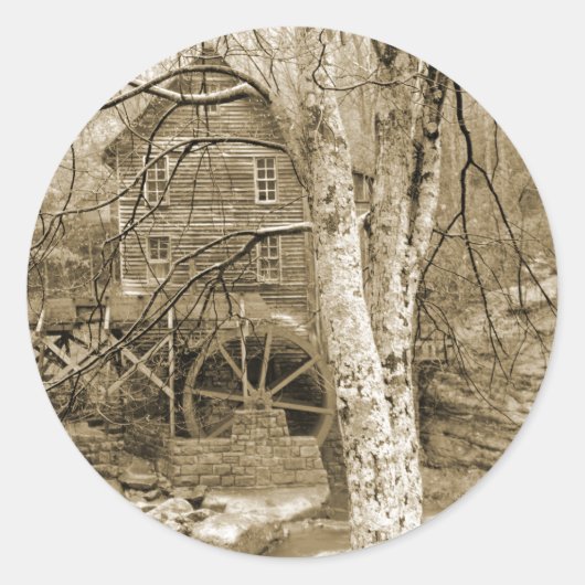 waterwiel ronde sticker (Voorkant)