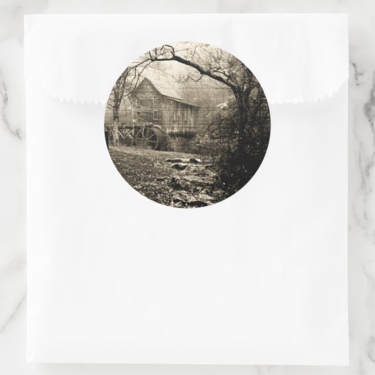  waterwiel ronde sticker (Tas)