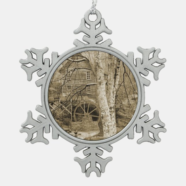  waterwiel tin sneeuwvlok ornament (Voorkant)