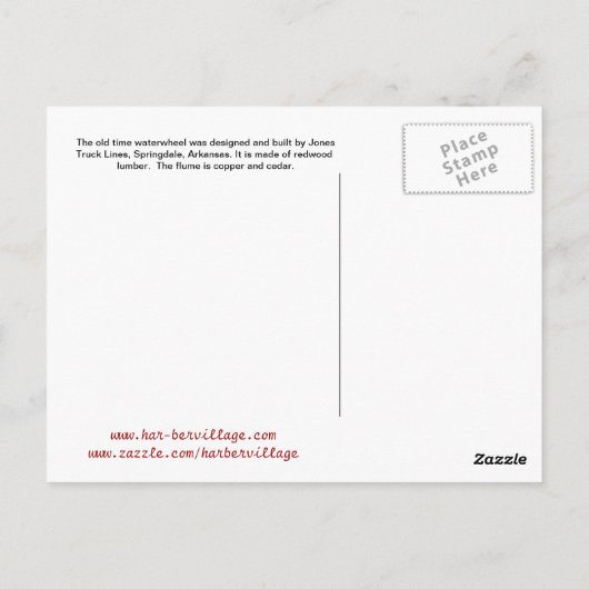 Waterwiel van het dorp Har-Ber Briefkaart (Achterkant)