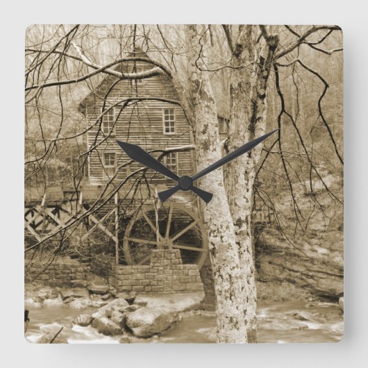 waterwiel vierkante klok (Voorkant)