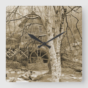 waterwiel vierkante klok