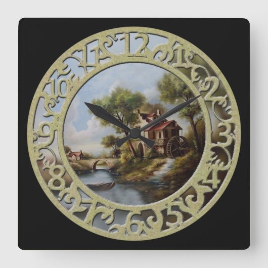 Waterwielkatoen op het water vierkante klok (Voorkant)
