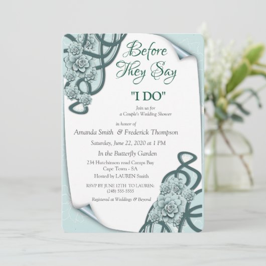 Waterwijs Succulent in Mint blauw tot Pine Green Kaart (Staand voorkant)