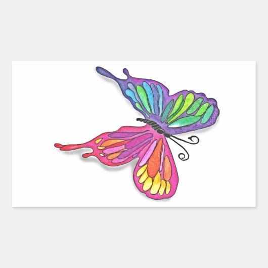 Watery Butterfly Rechthoekige Sticker (Voorkant)