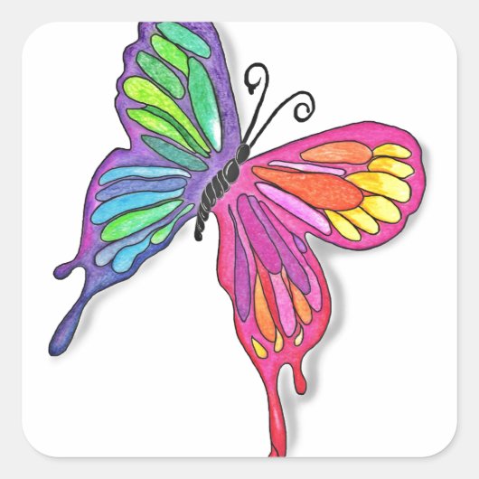 Watery Butterfly Vierkante Sticker (Voorkant)