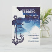 Watery Nautical Sailing Destination Wedding Invite (Staand voorkant)