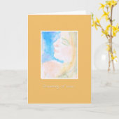 Watery Waterverf Vrouw aan jou denken Kaart (Gele Bloem)