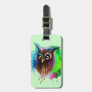 Watery Wood Owl Bagagelabel