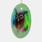 Watery Wood Owl Keramisch Ornament (Rechts)
