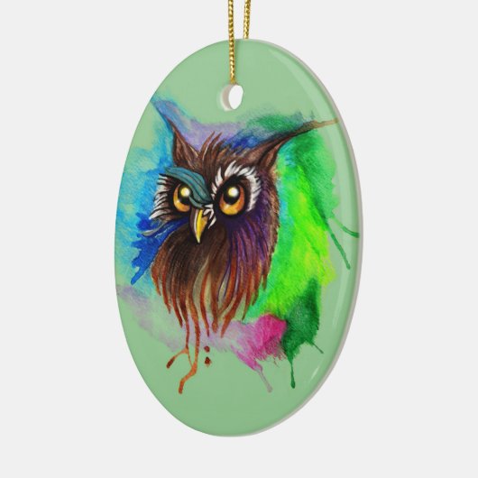Watery Wood Owl Keramisch Ornament (Links)