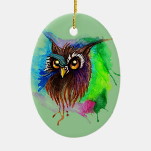 Watery Wood Owl Keramisch Ornament