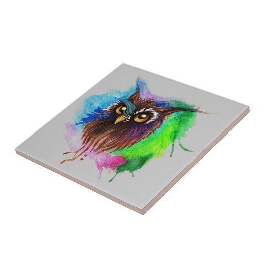 Watery Wood Owl Tegeltje (Zijkant)