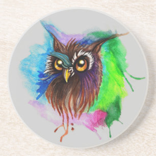 Watery Wood Owl Zandsteen Onderzetter