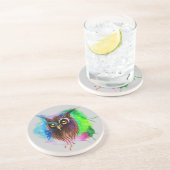 Watery Wood Owl Zandsteen Onderzetter (Zijkant)