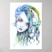 Waterzeemeervrouw Surreal fantasy portret kunst Poster (Voorkant)