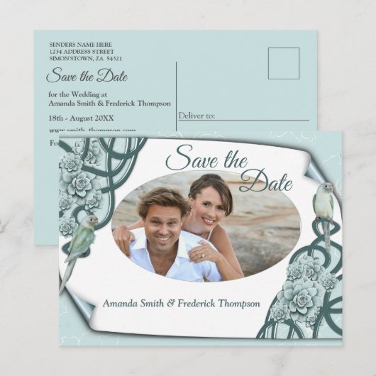 Waterzuigen in Mint blauw / Pine Green Aankondigingskaart (Voorkant / Achterkant)