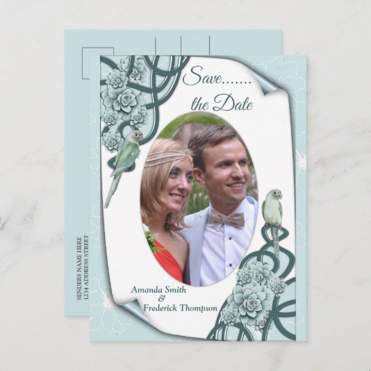 Waterzuigen in Mint blauw / Pine Green Aankondigingskaart (Voorkant / Achterkant)