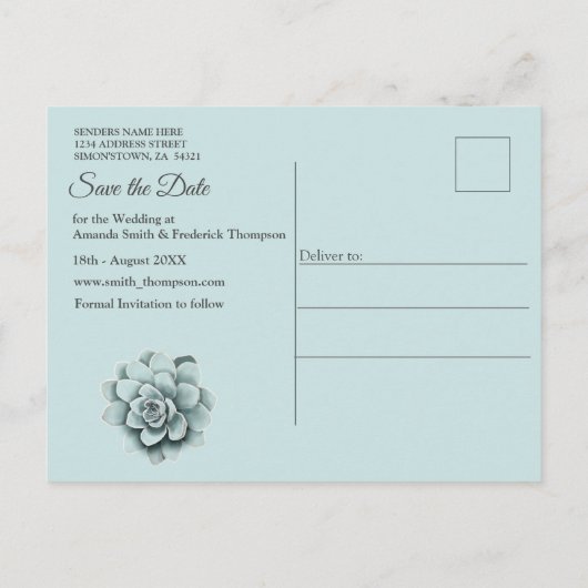 Waterzuigen in Mint blauw / Pine Green Aankondigingskaart (Achterkant)