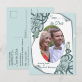 Waterzuigen in Mint blauw / Pine Green Aankondigingskaart (Voorkant / Achterkant)