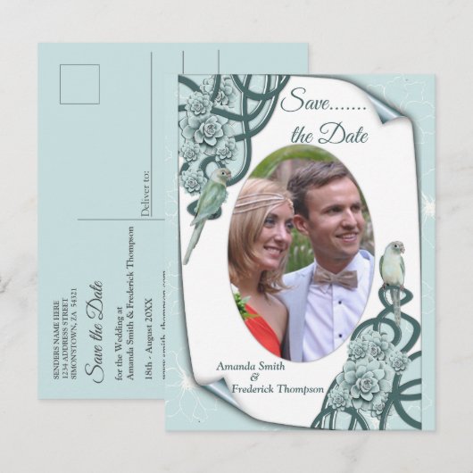 Waterzuigen in Mint blauw / Pine Green Aankondigingskaart (Voorkant / Achterkant)