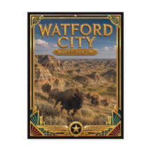 Watford City North Dakota Vintage Art Deco Gouden