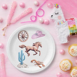 Watjes Western Thema Cowgirl Feest Kunst Papieren Bordje