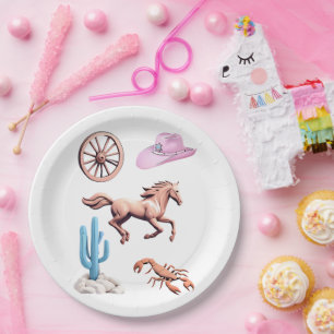 Watjes Western Thema Cowgirl Feest Kunst Papieren Bordje