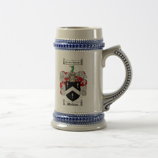 Watkins Coat of Arms Stein Bierpul (Rechts)