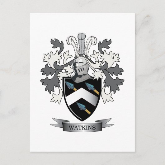 Watkins Family Crest Coat of Arms Briefkaart (Voorkant)