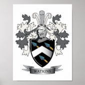 Watkins Family Crest Coat of Arms Poster (Voorkant)