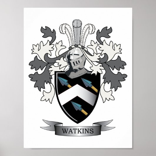 Watkins Family Crest Coat of Arms Poster (Voorkant)