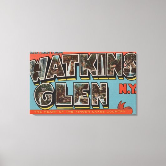 Watkins Glen, New York - Large Letter Scenes Canvas Afdruk (Voorkant)