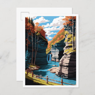 Watkins Glen State Park Art vintage reizen Briefkaart