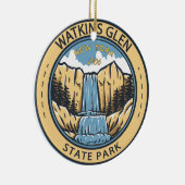 Watkins Glen State Park New York Badge  Keramisch Ornament (Rechts)