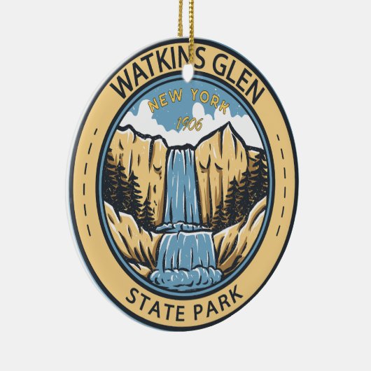 Watkins Glen State Park New York Badge  Keramisch Ornament (Rechts)