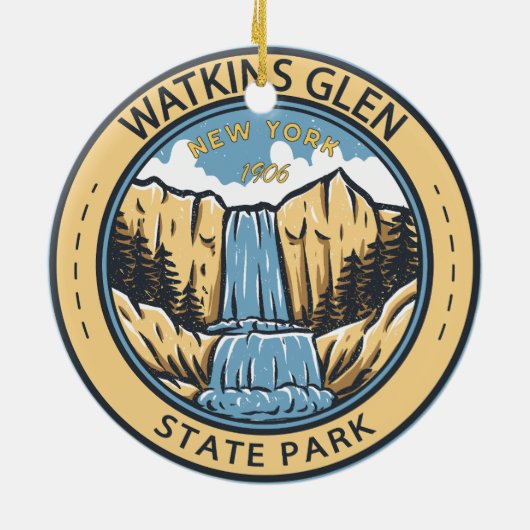 Watkins Glen State Park New York Badge  Keramisch Ornament (Achterkant)