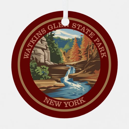 Watkins Glen State Park, New York. Kleur Metalen Ornament (Voorkant)