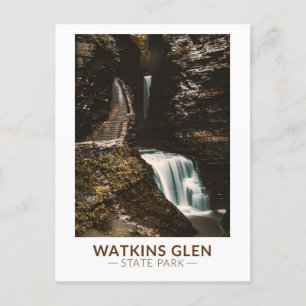 Watkins Glen State Park New York Waterverf Retro Briefkaart