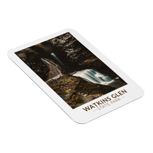 Watkins Glen State Park New York Waterverf Retro Magneet (Rechterzijde)