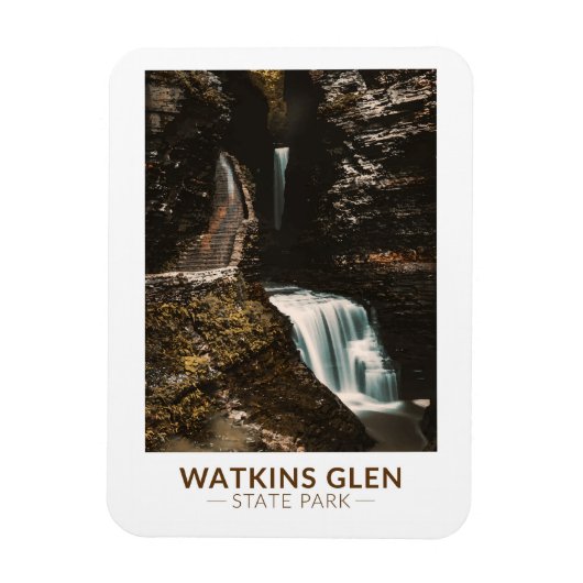 Watkins Glen State Park New York Waterverf Retro Magneet (Verticaal)